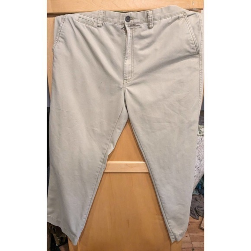 LK Life Khaki Mens 40W X 31L (hemmed) Straight‎ Fit Flat Front Pants Tan